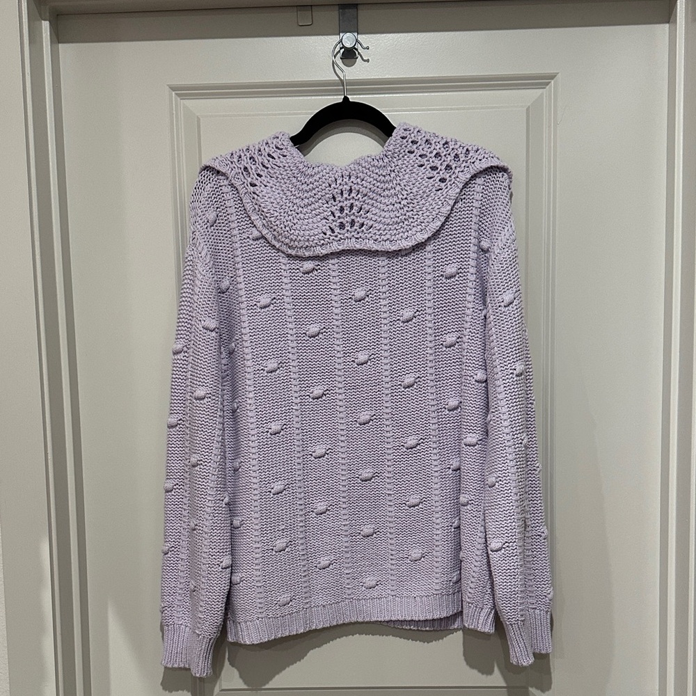 Sandy Liang Lilac Knit Sweater with Crochet Detail - Picture 6 of 6